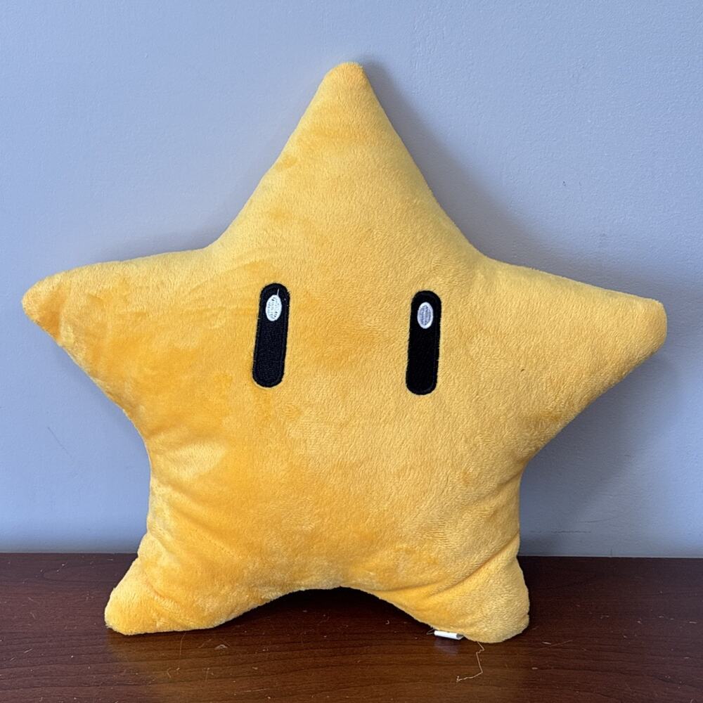 RARE Mario Party Super Star Plush Pillow Nintendo Yellow 12" Stuffed Soft Toy